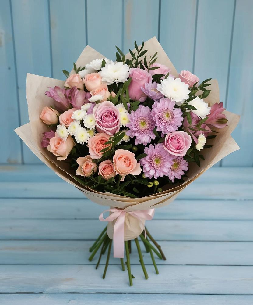Букет цветов из: Хризантемы, Розы и Альстромерии в Светлом Томской области