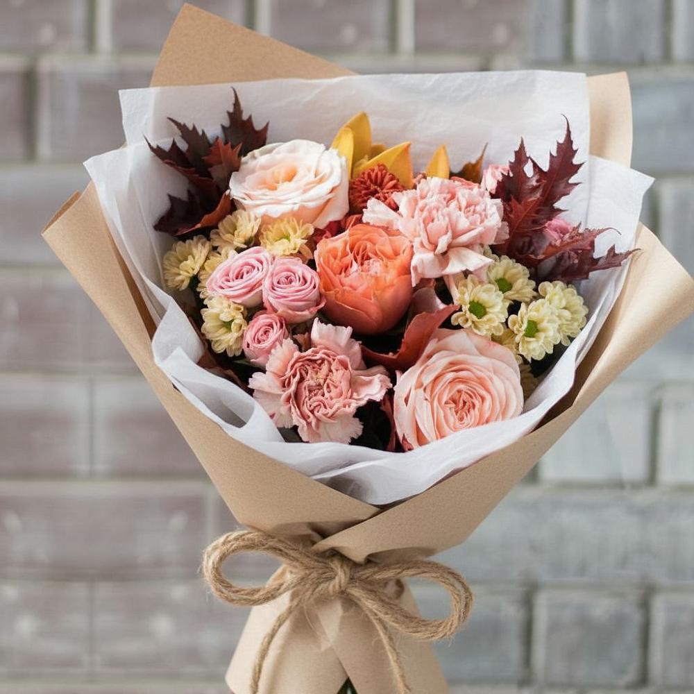 Букет цветов из: Гвоздики, Хризантемы и Розы в Светлом Томской области