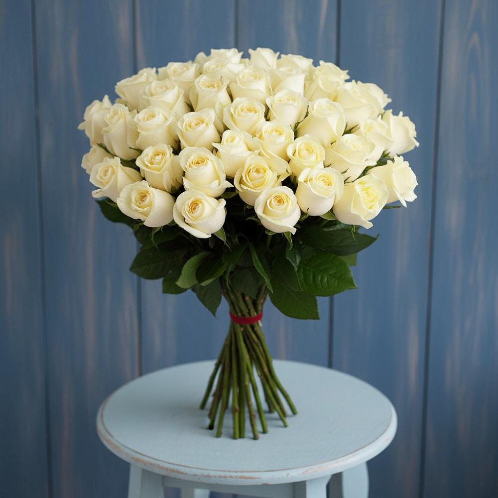Букет 51 Белая роза Эдлесс Лав в Светлом Томской области